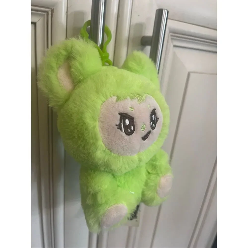 LaBabies Zuzu Spring Monster Clip Plush Toy Stuffed Animal Lime Green Tan NWOT